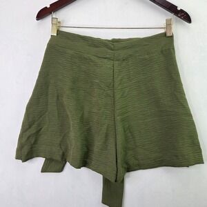 BCBGeneration Mini Shorts Women's Large Sage Green Ruffle Adjustable Tie Waist